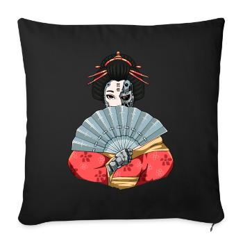 Cyborg Geisha Cyber Aesthetics - Sofa pillowcase 17,3'' x 17,3'' (45 x 45 cm) - black - Front