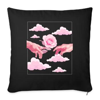 Danish Pastel Aesthetic Pink Rose Creation by - Sofa pillowcase 17,3'' x 17,3'' (45 x 45 cm) - black - Front