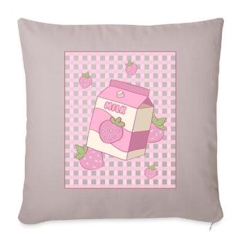 Danish Pastel Aesthetic Kawaii Strawberry Milk - Sofa pillowcase 17,3'' x 17,3'' (45 x 45 cm) - light taupe - Front