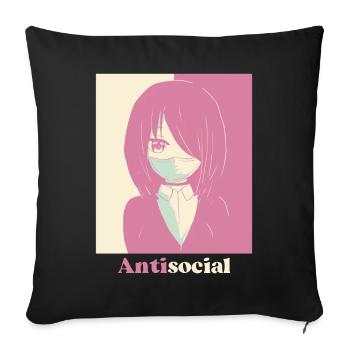 Dänische Pastell-Ästhetik Antisoziale Anime Mädche - Sofakissenbezug 45 x 45 cm - Schwarz - Vorne