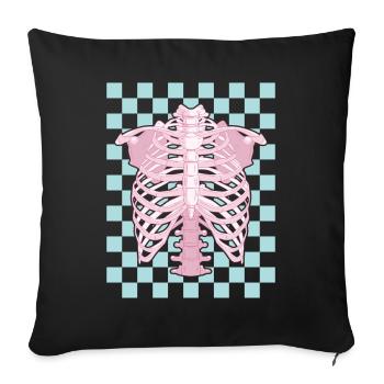 Danish Pastel Aesthetic Rib Cage Skeleton - Sofa pillowcase 17,3'' x 17,3'' (45 x 45 cm) - black - Front