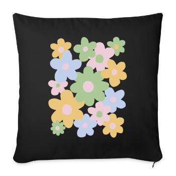 Fleurs danoises à l’esthétique pastel - Housse de coussin décorative 45 x 45 cm - noir - Devant