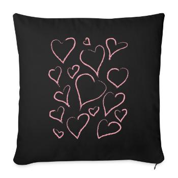 Danish Pastel Aesthetics Abstract Heart Pattern - Sofa pillowcase 17,3'' x 17,3'' (45 x 45 cm) - black - Front