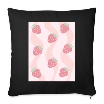 Esthétique pastel danoise Fraises - Housse de coussin décorative 45 x 45 cm - noir - Devant