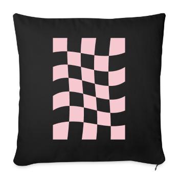 Esthétique pastel danoise à carreaux roses - Housse de coussin décorative 45 x 45 cm - noir - Devant