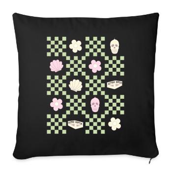 Dänische Pastell-Ästhetik Schädel Blume Muschel - Sofakissenbezug 45 x 45 cm - Schwarz - Vorne