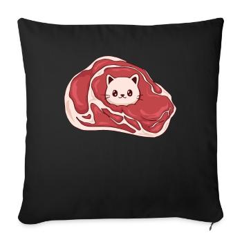Meatcore Aesthetics Weirdcore Kawaii Cat Meat - Sofa pillowcase 17,3'' x 17,3'' (45 x 45 cm) - black - Front
