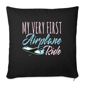 Mon tout premier vol en avion Flugzeug - Housse de coussin décorative 45 x 45 cm - noir - Devant