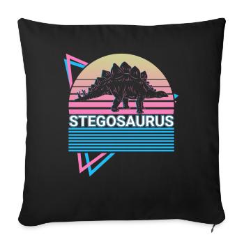 Stegosaurus Dinosaurier Retro - Sofakissenbezug 45 x 45 cm - Schwarz - Vorne