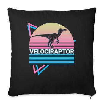Velociraptor Dinosaur Retro - Sofa pillowcase 17,3'' x 17,3'' (45 x 45 cm) - black - Front