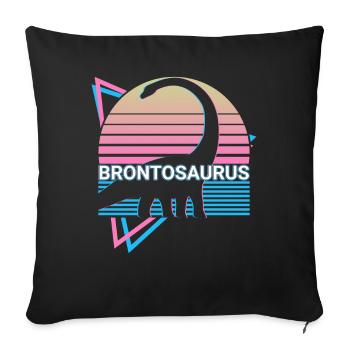 Brontosaurus Dinosaure Rétro - Housse de coussin décorative 45 x 45 cm - noir - Devant