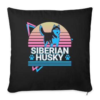 Sibérie Husky Rétro - Housse de coussin décorative 45 x 45 cm - noir - Devant