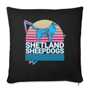 Shetland Sheepdogs Rétro - Housse de coussin décorative 45 x 45 cm - noir - Devant
