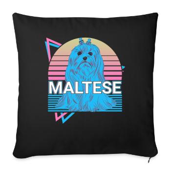 Maltese Retro - Sofa pillowcase 17,3'' x 17,3'' (45 x 45 cm) - black - Front