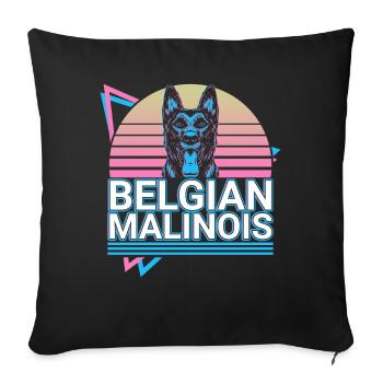 Malinois Rétro belge - Housse de coussin décorative 45 x 45 cm - noir - Devant