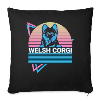 Welsh Corgi Retro - Sofakissenbezug 45 x 45 cm - Schwarz - Vorne