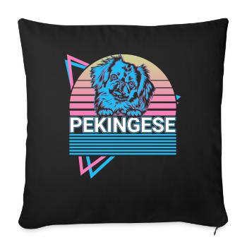 Rétro pékinois - Housse de coussin décorative 45 x 45 cm - noir - Devant