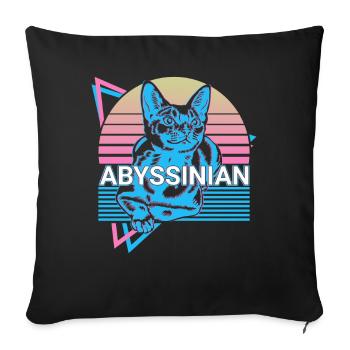 Chat Abyssin Rétro - Housse de coussin décorative 45 x 45 cm - noir - Devant