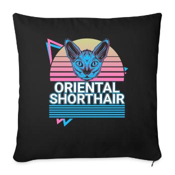 Oriental Shorthair Cat Rétro - Housse de coussin décorative 45 x 45 cm - noir - Devant