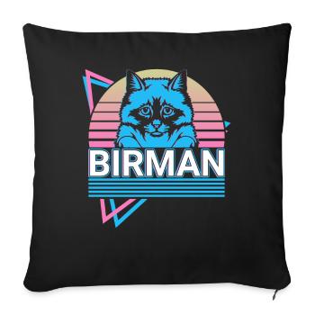 Burmese Cat Retro - Sofa pillowcase 17,3'' x 17,3'' (45 x 45 cm) - black - Front