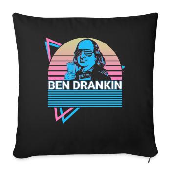 Ben Drankin Funny Benjamin Franklin 4. Juli - Sofakissenbezug 45 x 45 cm - Schwarz - Vorne