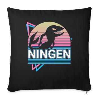 Ningen Cryptozoology Retro - Sofa pillowcase 17,3'' x 17,3'' (45 x 45 cm) - black - Front