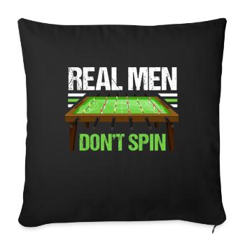 Les vrais hommes ne font pas tourner les kickers de football rotatifs - Housse de coussin décorative 45 x 45 cm - noir - Devant