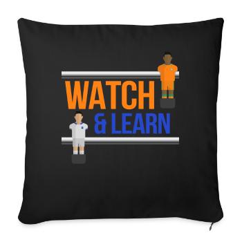 Regardez et apprenez les kickers de football du Rotary - Housse de coussin décorative 45 x 45 cm - noir - Devant