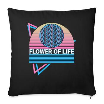 Flower of Life Symbol Sacred Geometry Heidentu - Sofa pillowcase 17,3'' x 17,3'' (45 x 45 cm) - black - Front