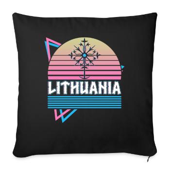 Lituanie Mythologie nordique Rétro - Housse de coussin décorative 45 x 45 cm - noir - Devant