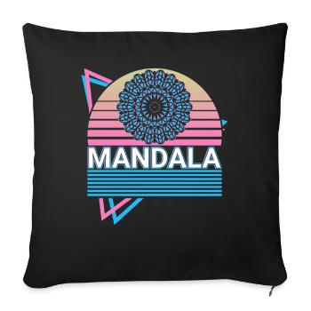 Mandala Géométrie Sacrée Prana - Housse de coussin décorative 45 x 45 cm - noir - Devant