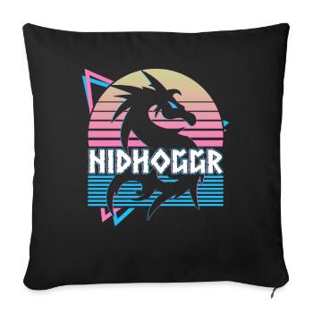 Nidhoggr Viking Dragon nordique Mythe nordique - Housse de coussin décorative 45 x 45 cm - noir - Devant
