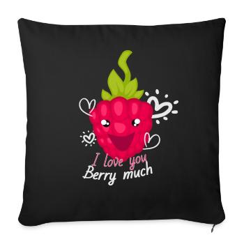 I Love You Berry Much Fruit Raspberry - Sofa pillowcase 17,3'' x 17,3'' (45 x 45 cm) - black - Front