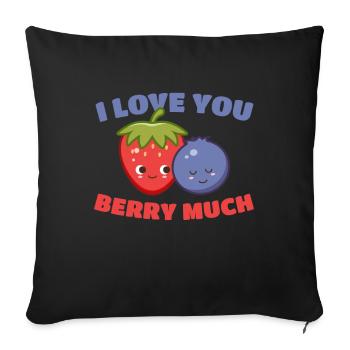 I Love You Berry Much Fruit Raspberry - Sofa pillowcase 17,3'' x 17,3'' (45 x 45 cm) - black - Front