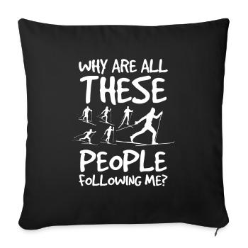 Skieurs de fond biathlon de fond - Housse de coussin décorative 45 x 45 cm - noir - Devant