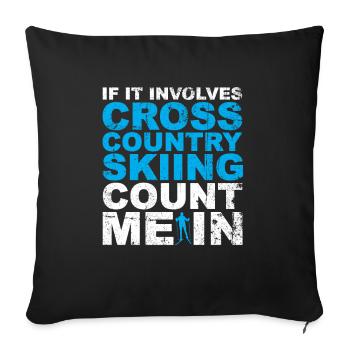 Skieurs de fond biathlon de fond - Housse de coussin décorative 45 x 45 cm - noir - Devant