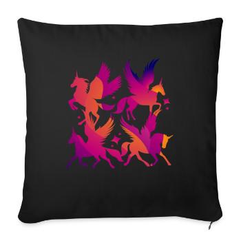 Pegasus Unicorn Kids Horse - Sofa pillowcase 17,3'' x 17,3'' (45 x 45 cm) - black - Front