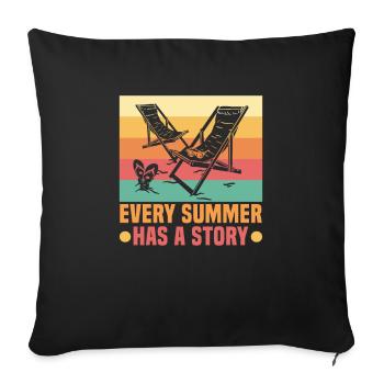 Vacances à la plage au bord de la mer Design motif de plage - Housse de coussin décorative 45 x 45 cm - noir - Devant