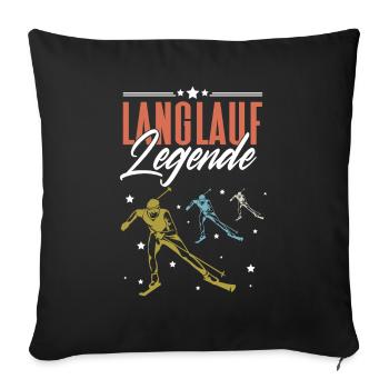 Skieurs de fond biathlon de fond - Housse de coussin décorative 45 x 45 cm - noir - Devant
