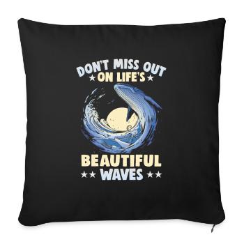 Vacances à la plage au bord de la mer Design motif de plage - Housse de coussin décorative 45 x 45 cm - noir - Devant