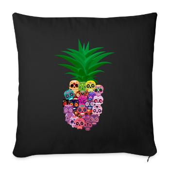 Calavera Ananas Halloween - Housse de coussin décorative 45 x 45 cm - noir - Devant