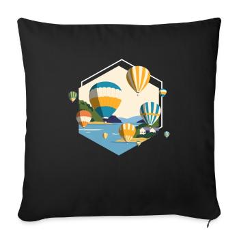 Vol en montgolfière - Housse de coussin décorative 45 x 45 cm - noir - Devant