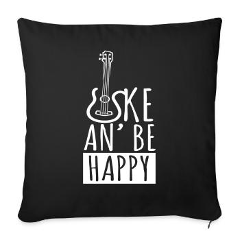 Uke An Be Happy Ukulélé Guitare Musique - Housse de coussin décorative 45 x 45 cm - noir - Devant