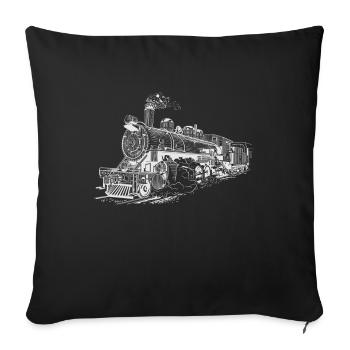 Locomotive à vapeur Retro Railway Model Railway - Housse de coussin décorative 45 x 45 cm - noir - Devant
