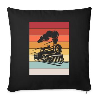 Dampflok Retro Eisenbahn Modeleisenbahn - Sofakissenbezug 45 x 45 cm - Schwarz - Vorne