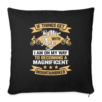 Conception de descente de vélo de montagne amusante pour les fans de VTT - Housse de coussin décorative 45 x 45 cm - noir - Devant
