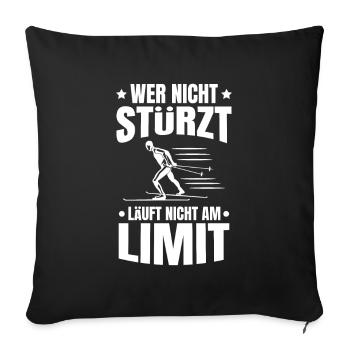 Langläufer Biathlon Skilangläufer - Sofakissenbezug 45 x 45 cm - Schwarz - Vorne