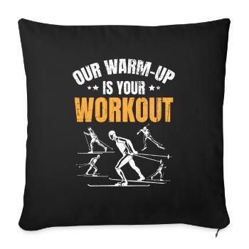 Skieurs de fond biathlon de fond - Housse de coussin décorative 45 x 45 cm - noir - Devant