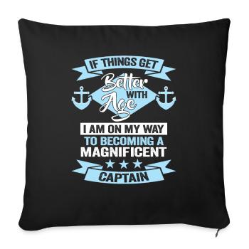 Boating with Sgler or Motorboat Skipper - Sofa pillowcase 17,3'' x 17,3'' (45 x 45 cm) - black - Front