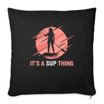 Sup Stand Up Paddle Design Sup Board Paddeln - Housse de coussin décorative 45 x 45 cm - noir - Devant